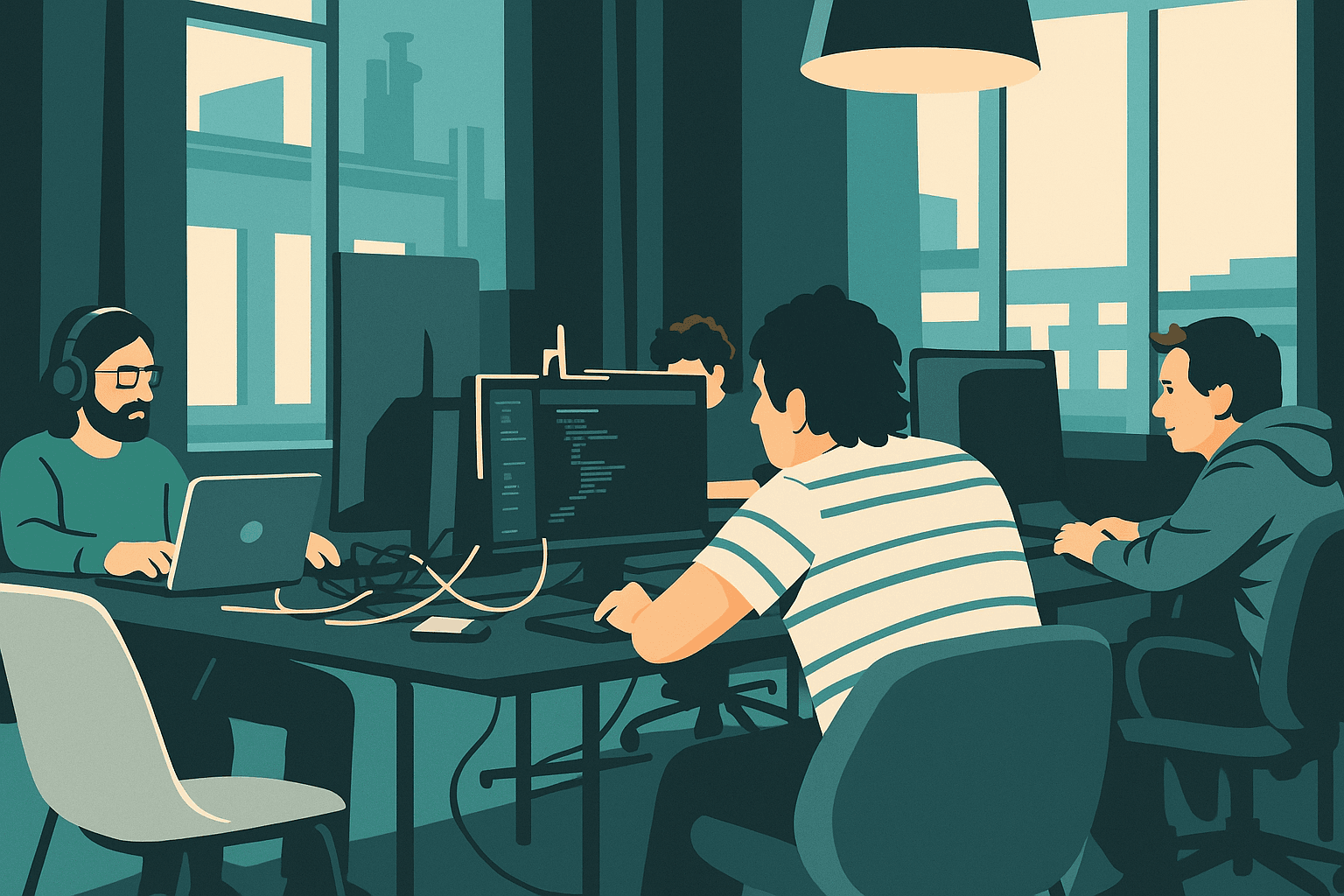 image of people looking at a laptop